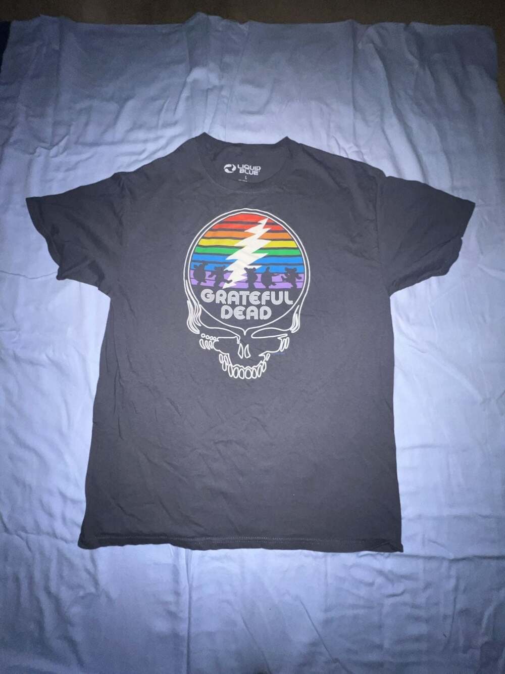 Liquid Blue Grateful Dead Spectrum Steal Your Face Rainbow Dancing Bears T-Shirt
